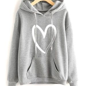 SHEIN Plus Heart Kangaroo Pocket Hoodie